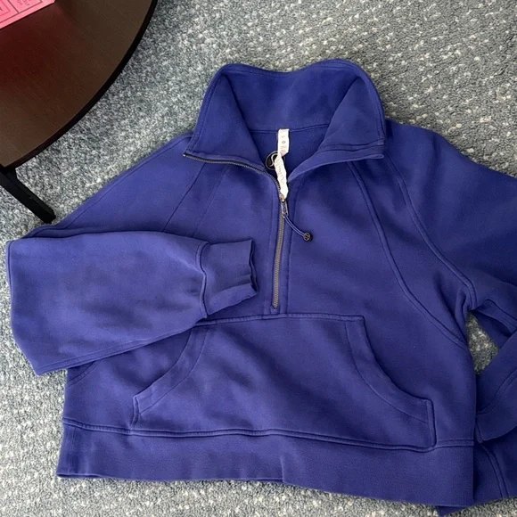 Cobalt Blue Half-Zip Pullover Sweatshirt - Picture 3 of 6